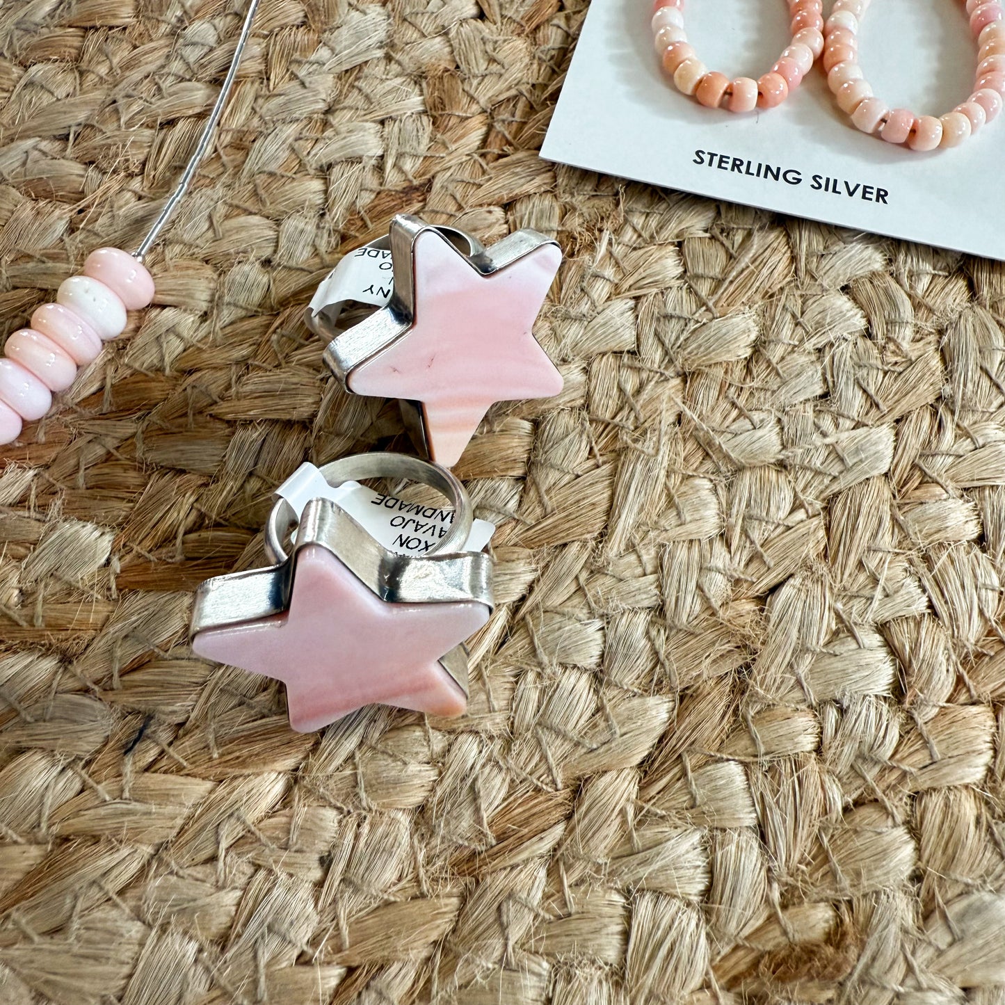 Star pink conch adjustable ring