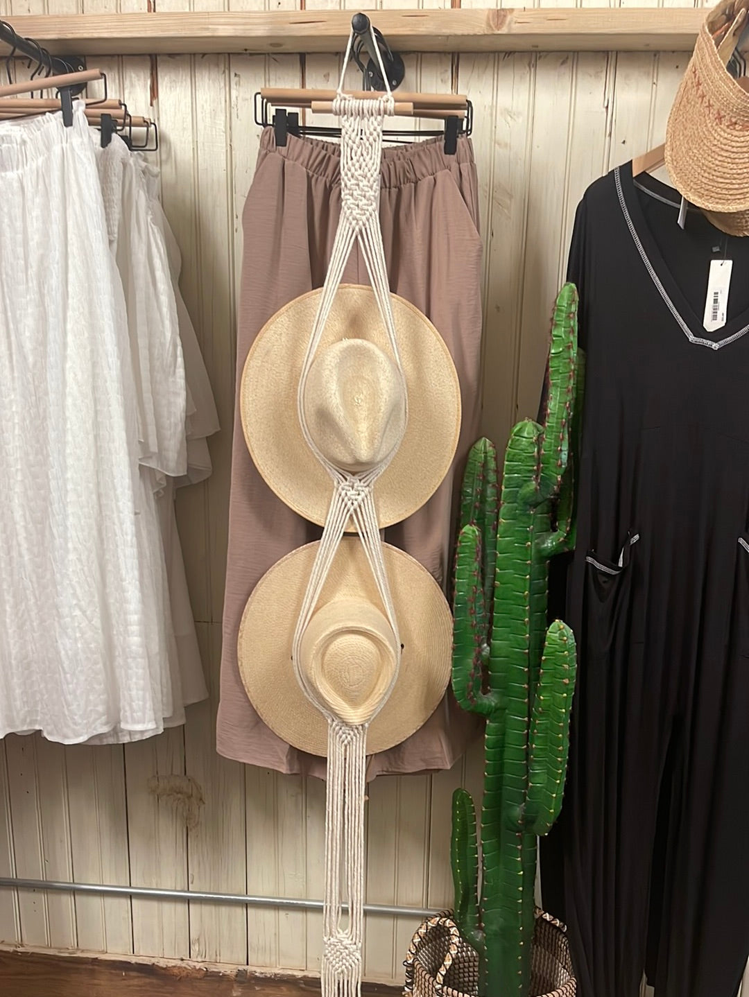 Macrame hat holder