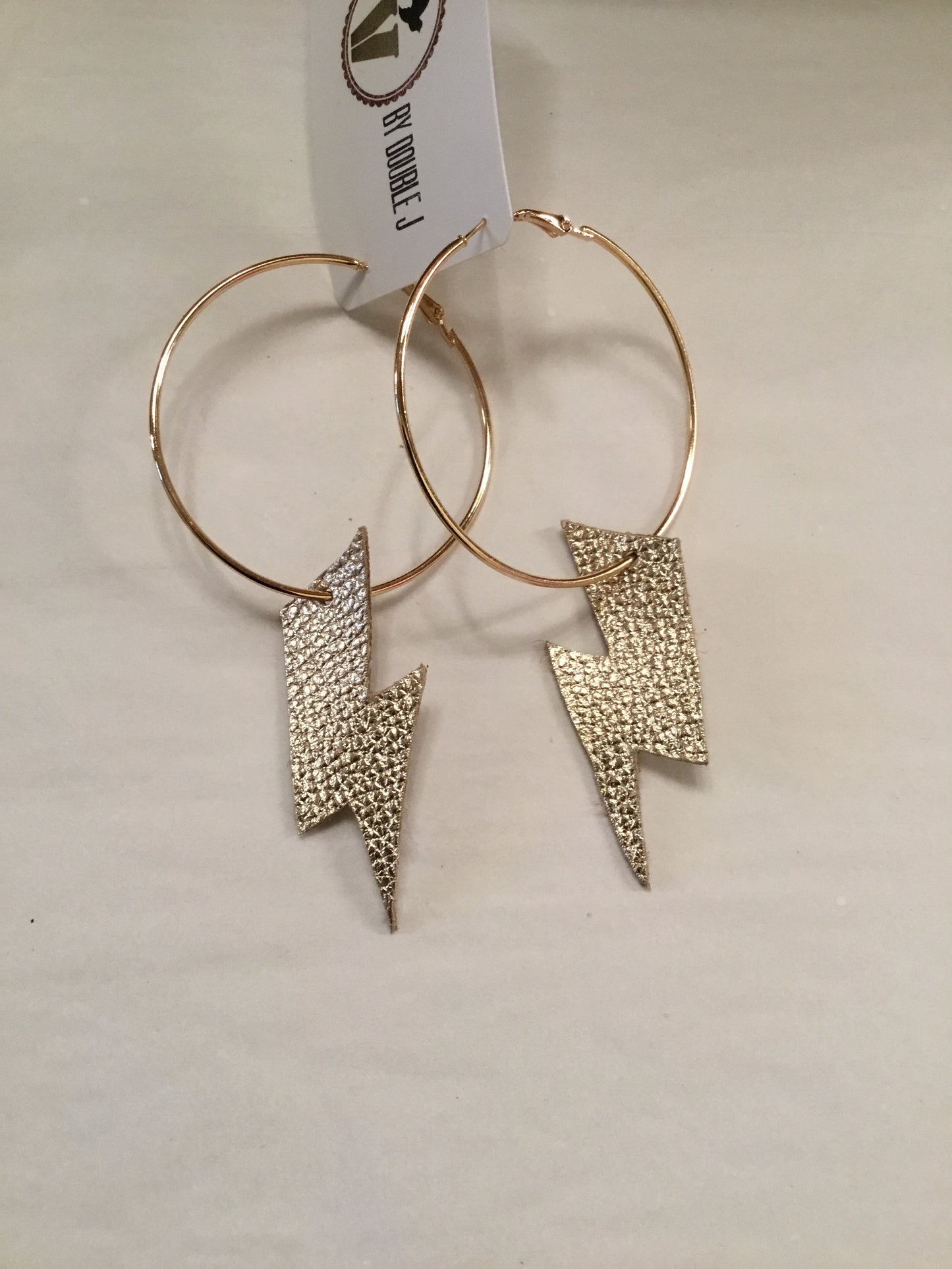 Vestige leather lightning bolt earrings