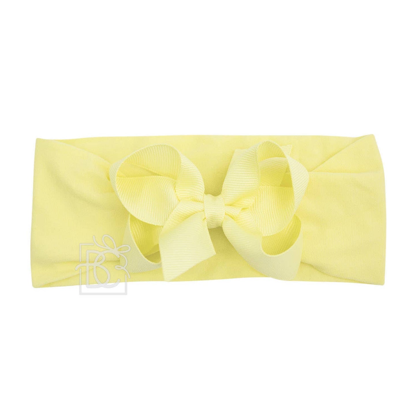 WIDE PANTYHOSE HEADBAND W/CLASSIC GROSGRAIN BOW: 3+ Months / 5.5" Huge / LIGHT PINK