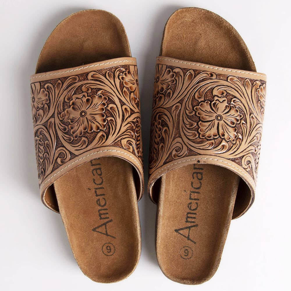 Leather tooled sandal