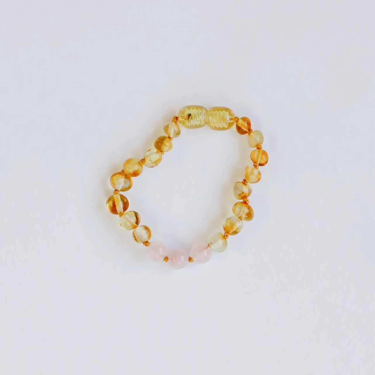 Polished Honey Amber + rose quartz anklet or bracelet