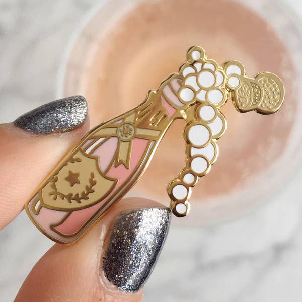 Enamel Pin, Rose Champagne