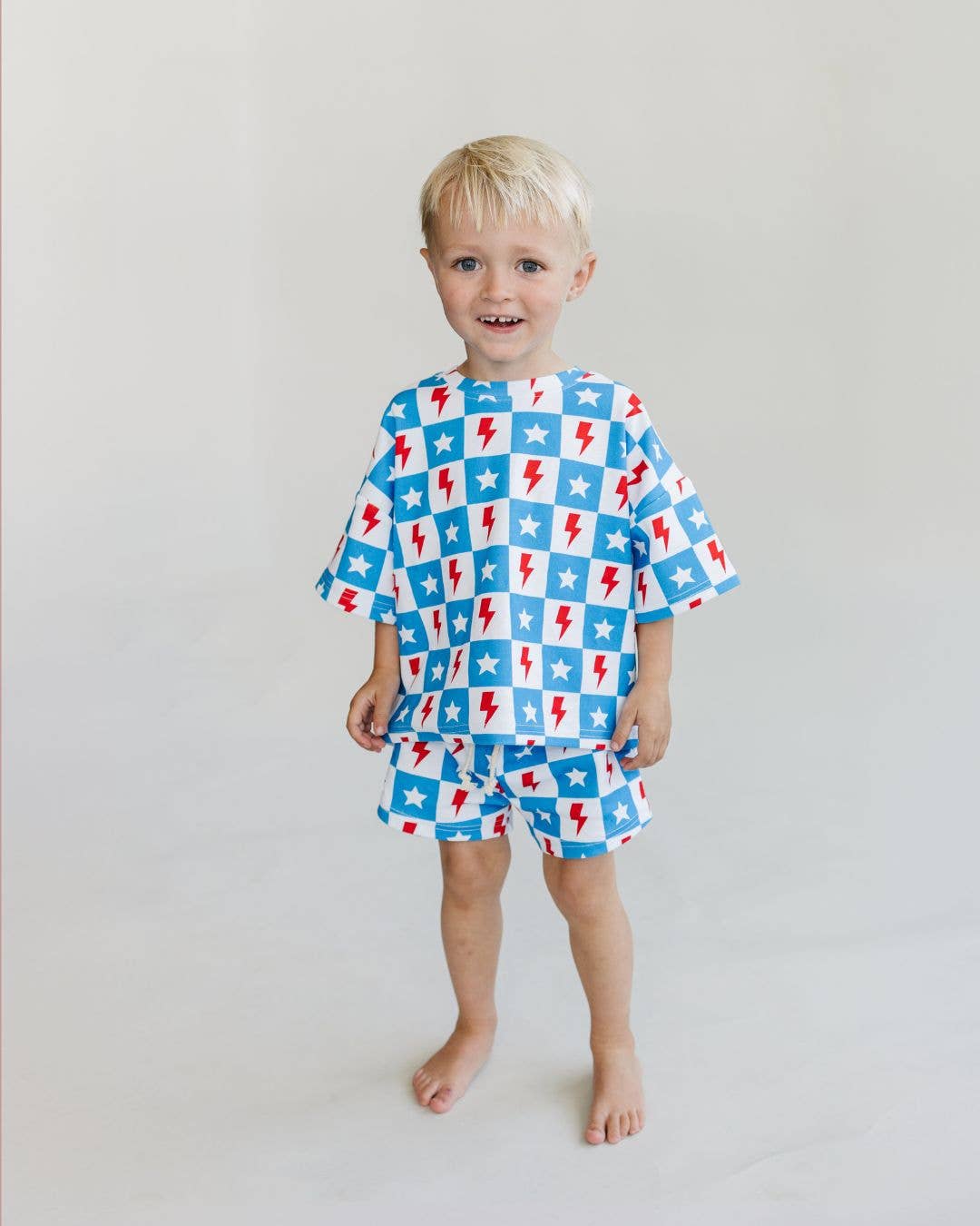 4th of July Kids Shorts Set | Checks & Stars