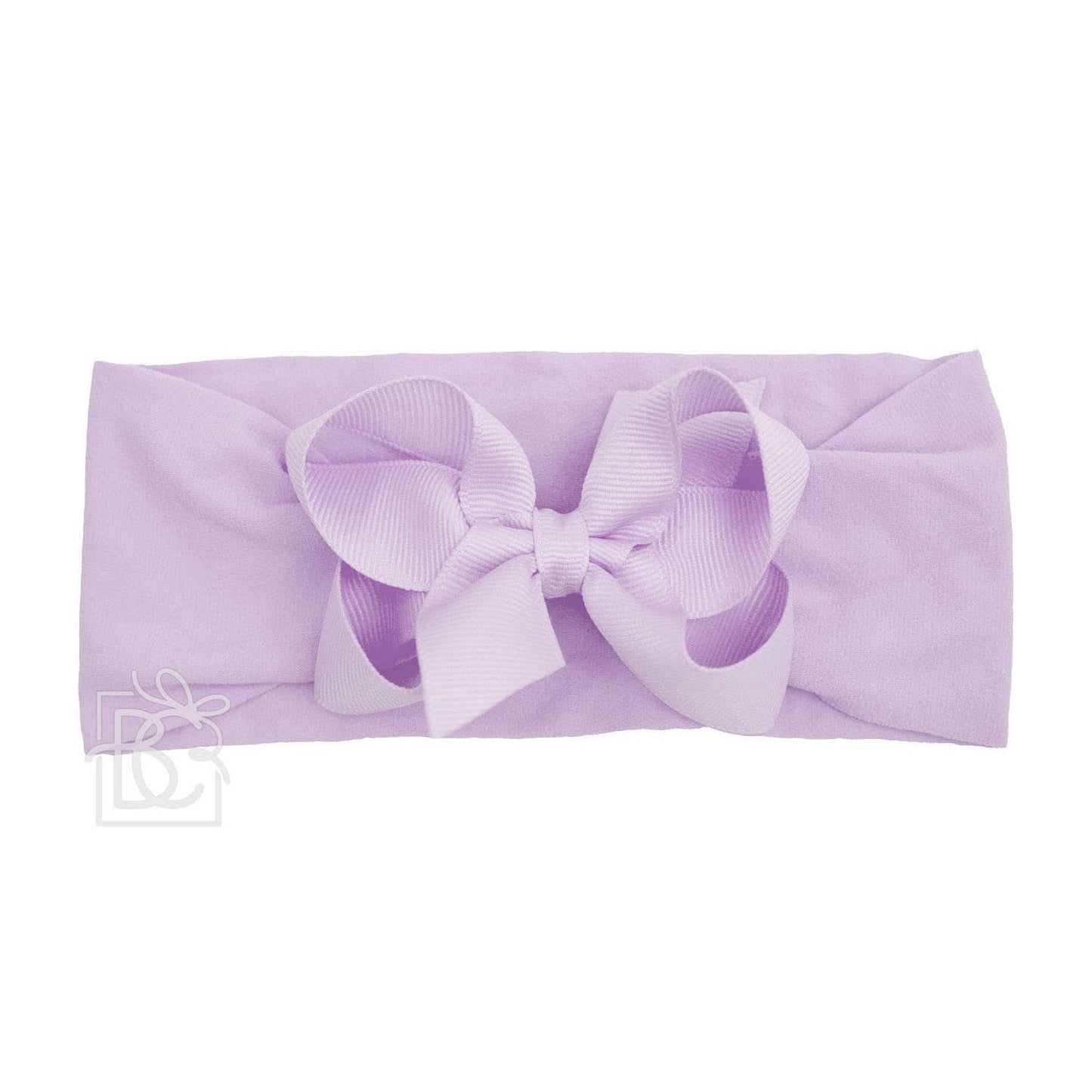 WIDE PANTYHOSE HEADBAND W/CLASSIC GROSGRAIN BOW: 3+ Months / 5.5" Huge / LIGHT PINK