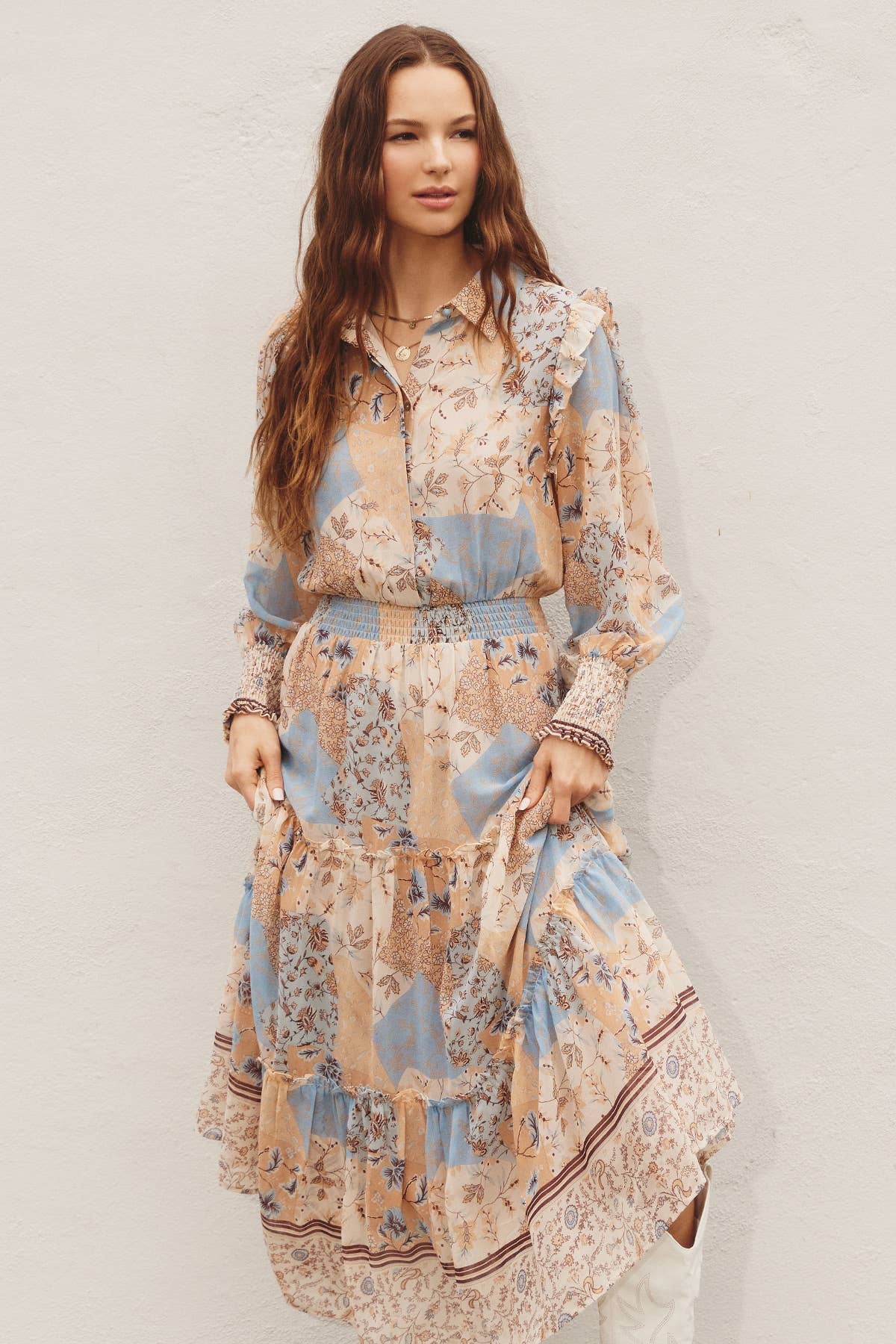 In The Mood Shirred Waist Tiered Dress