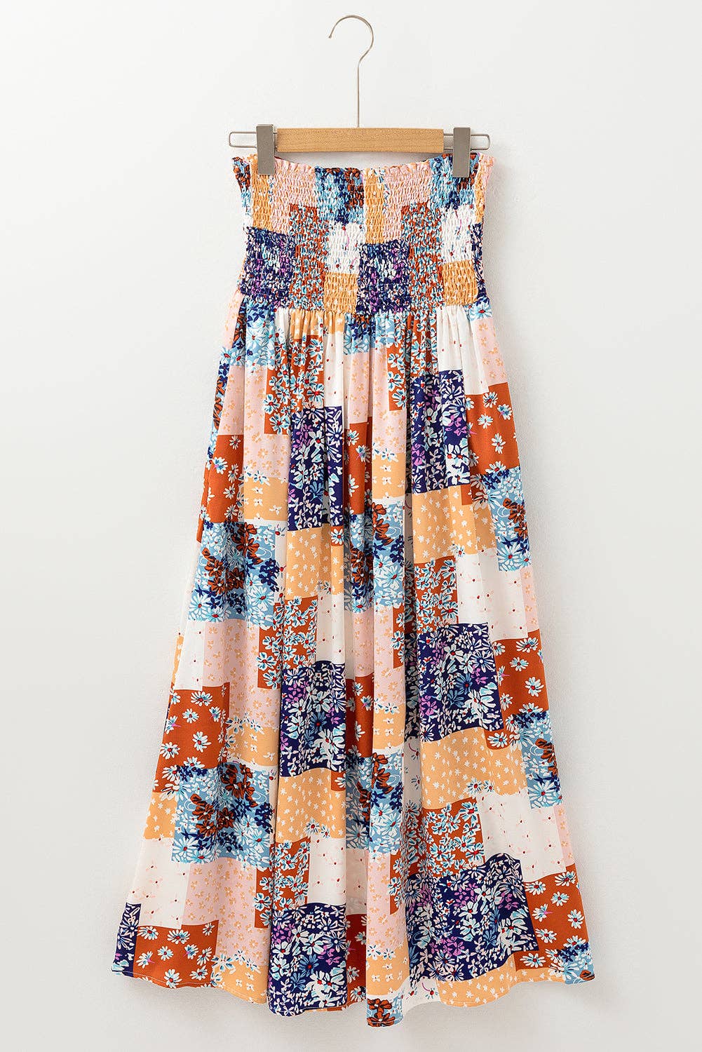 Floral Patchwork Strapless Summer Maxi Dress