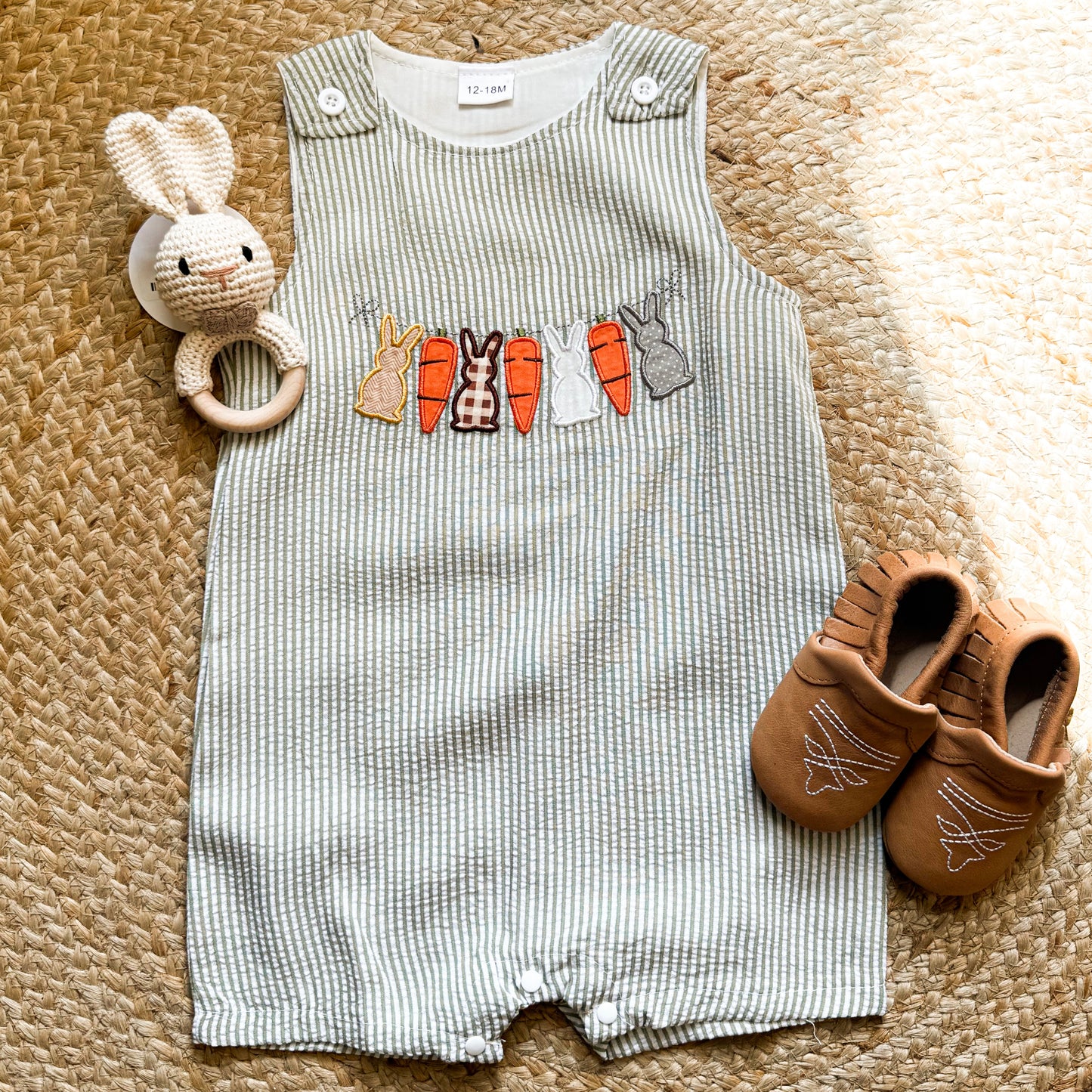 Little Boys Striped Easter Overalls
