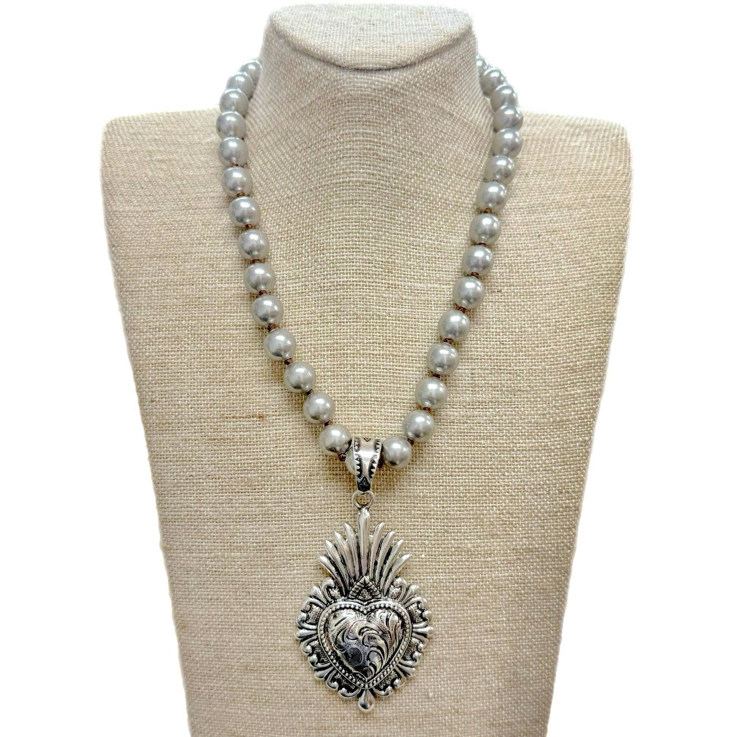 Sacred Heart Pendant Navajo Pearl Necklace
