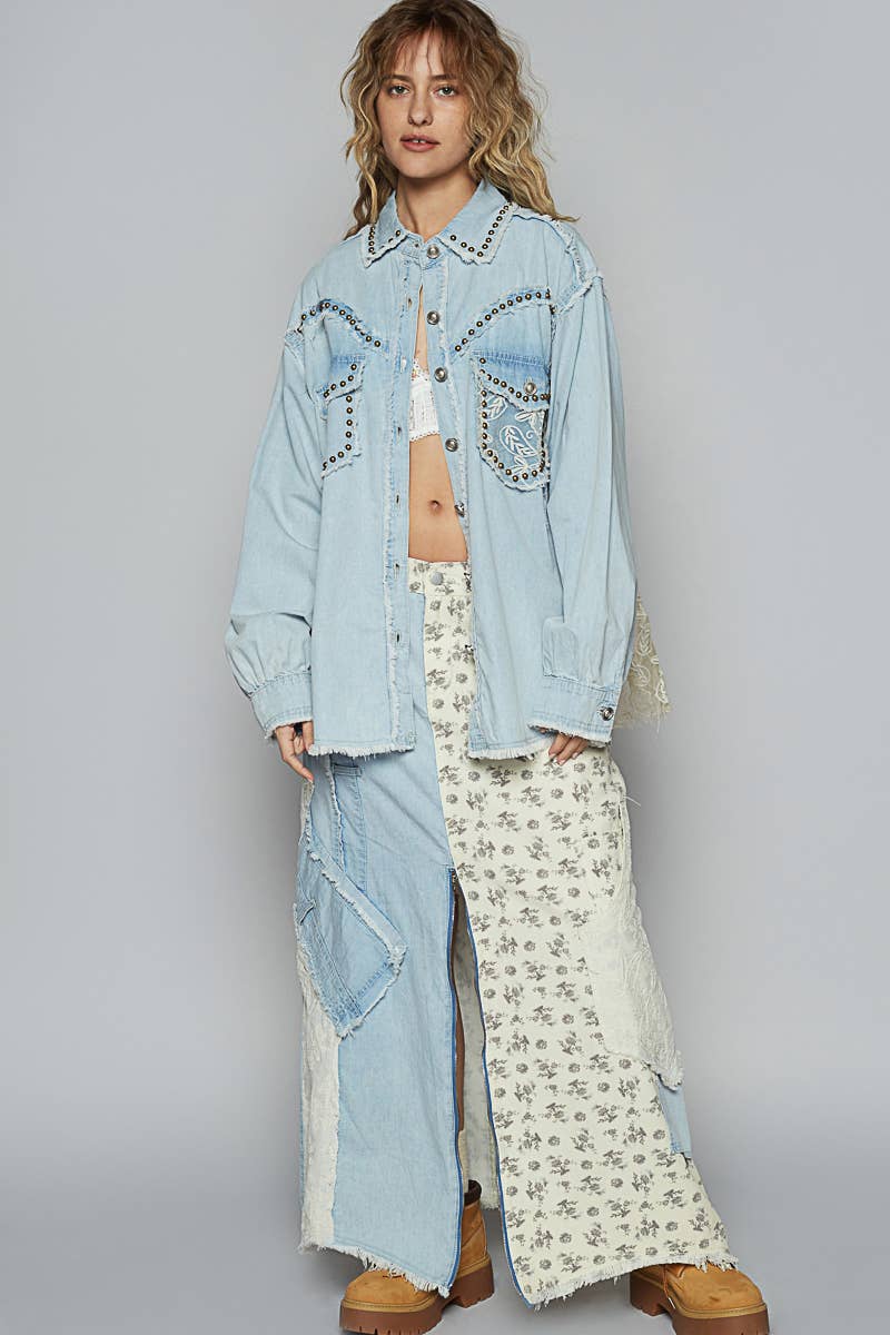 Studded button down Denim