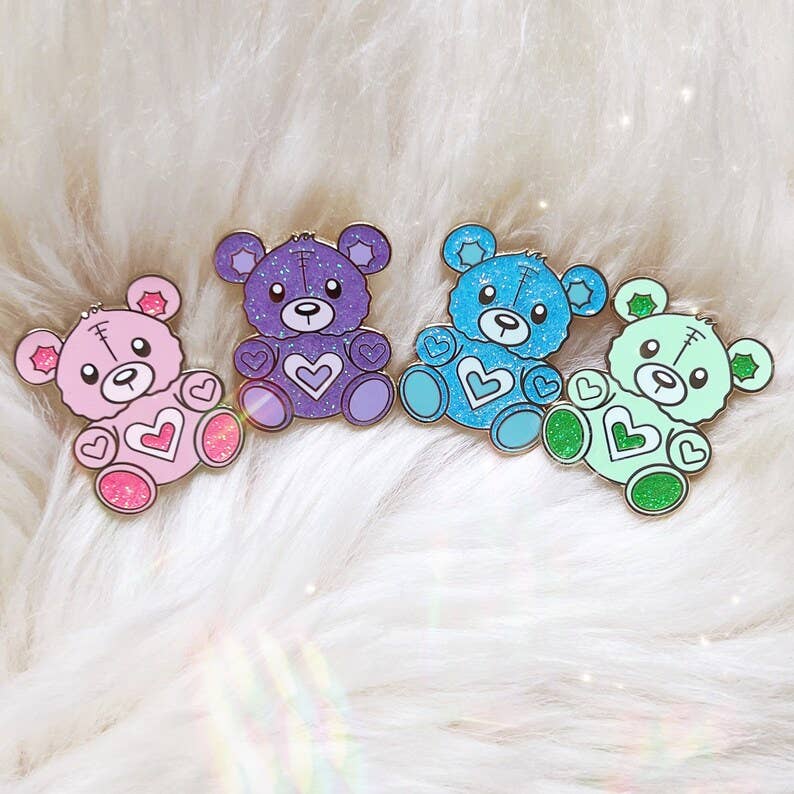 Teddy Bear Pin: Green