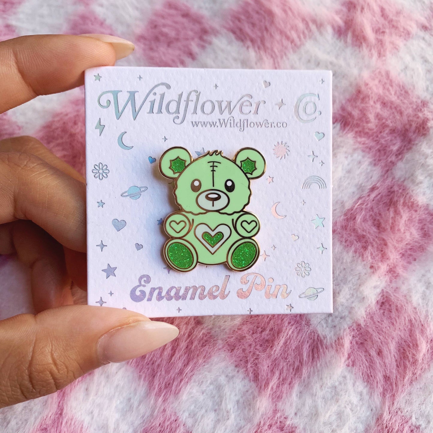 Teddy Bear Pin: Green