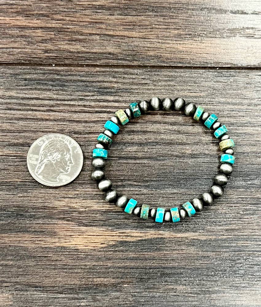 711554, Handmade Navajo Gemstone Stretch Bracelet