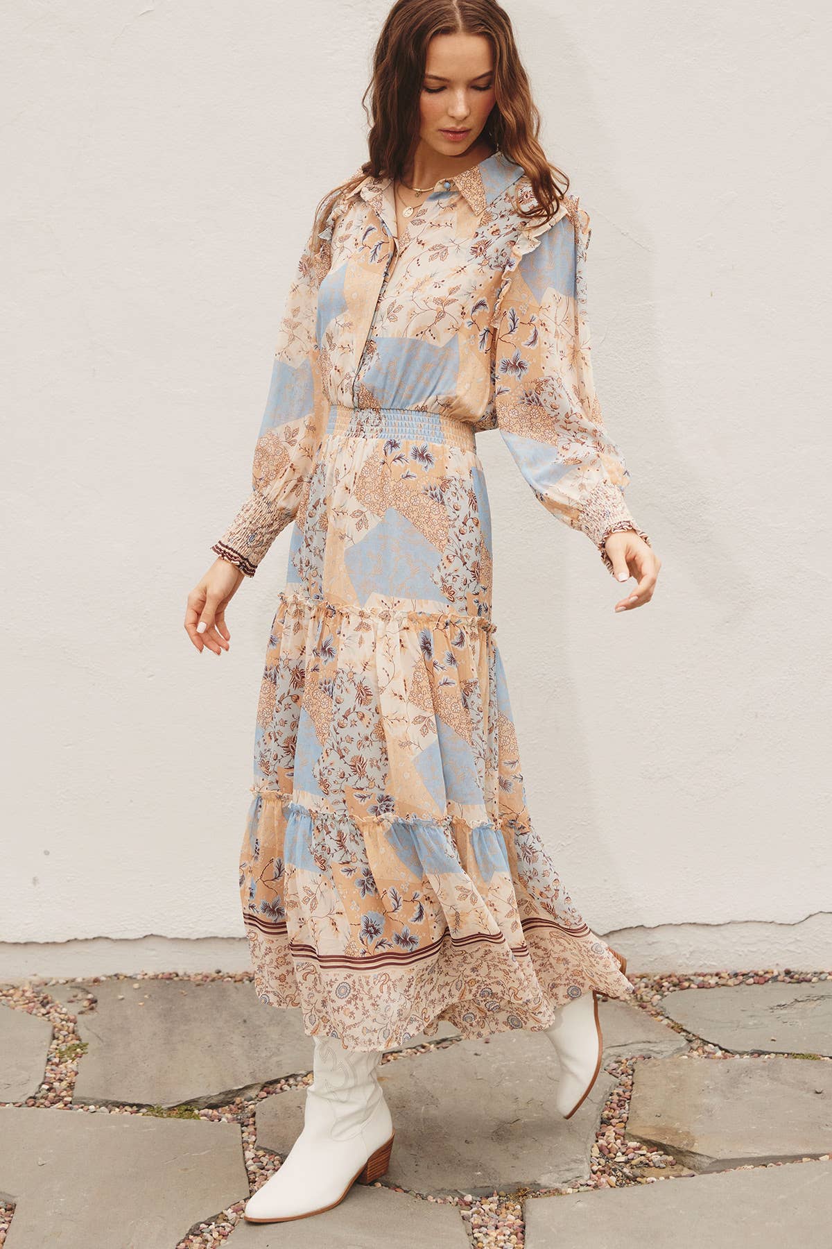 In The Mood Shirred Waist Tiered Dress