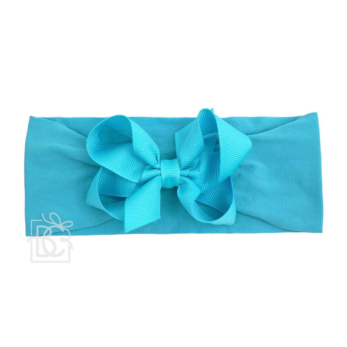 WIDE PANTYHOSE HEADBAND W/CLASSIC GROSGRAIN BOW: 3+ Months / 5.5" Huge / LIGHT PINK