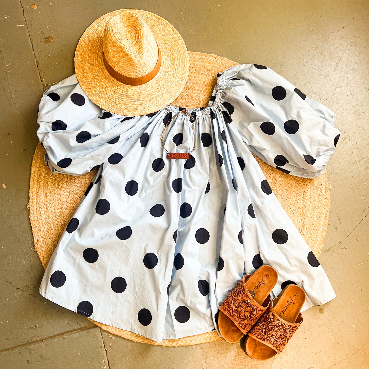 Navy Polka Dot Dress