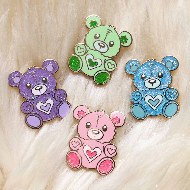 Teddy Bear Pin: Green
