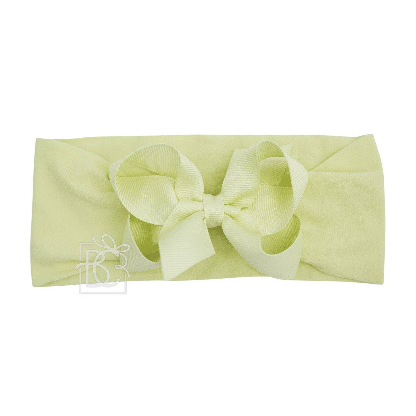 WIDE PANTYHOSE HEADBAND W/CLASSIC GROSGRAIN BOW: 3+ Months / 5.5" Huge / LIGHT PINK