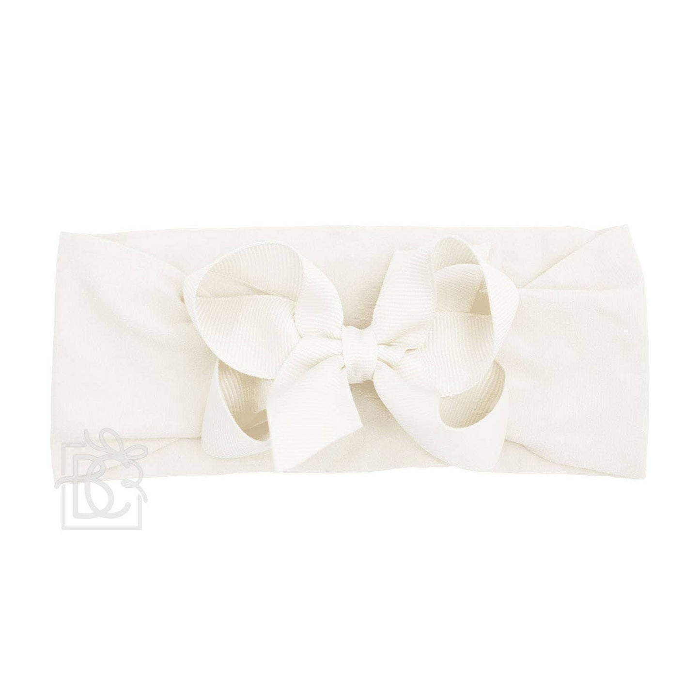 WIDE PANTYHOSE HEADBAND W/CLASSIC GROSGRAIN BOW: 3+ Months / 5.5" Huge / LIGHT PINK