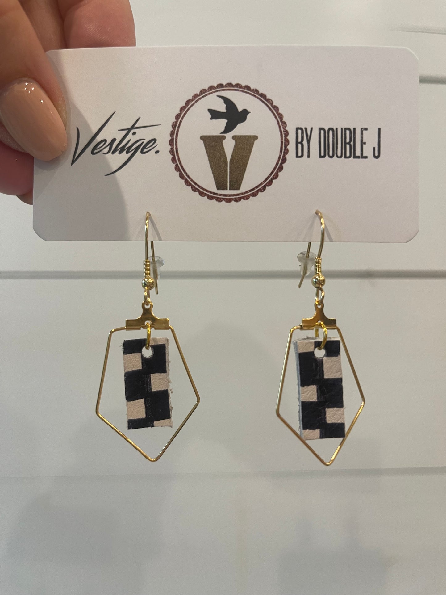 Checkered Leather Earrings