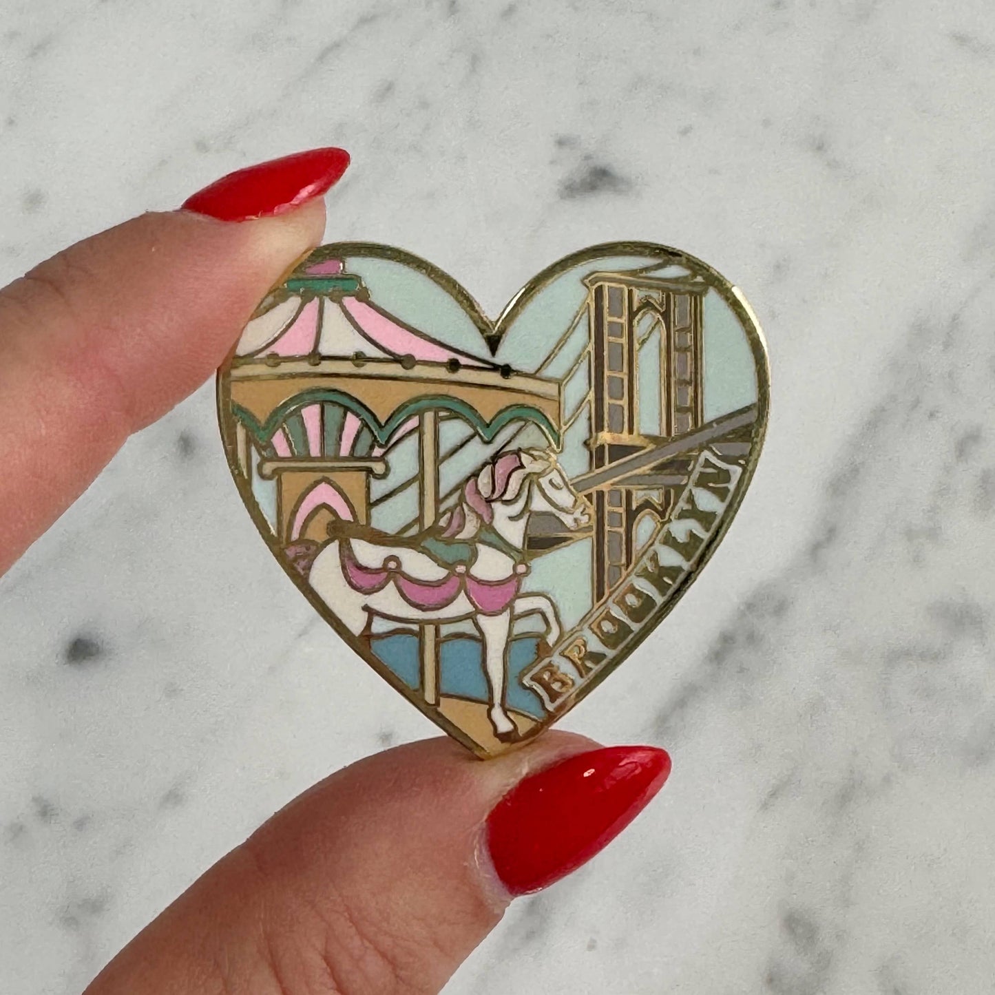 Brooklyn Bridge Heart Enamel Pin