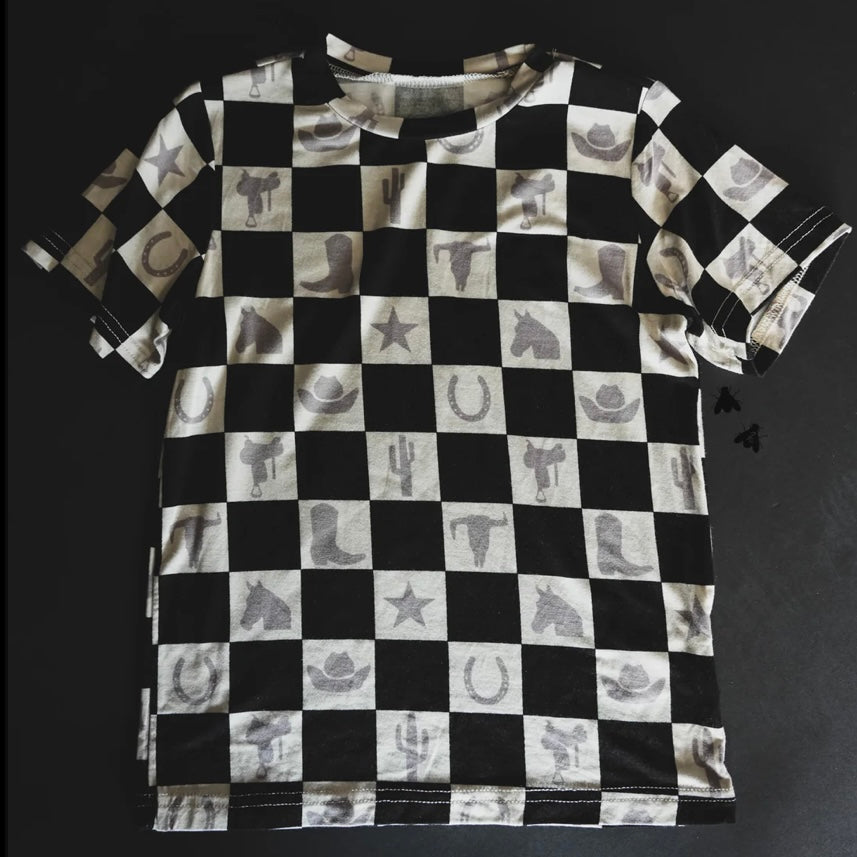 Western Checkered Kids Tee