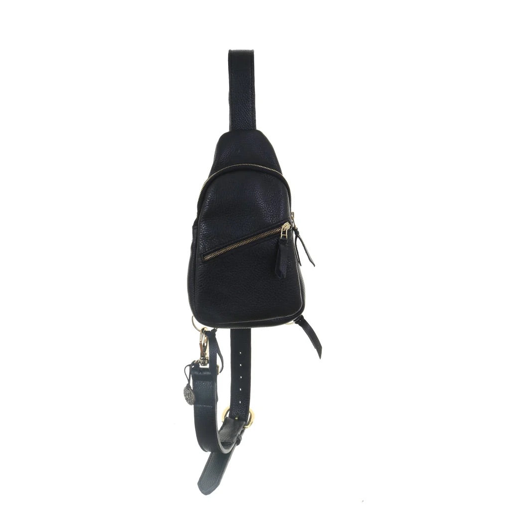 SLB01-Black chap sling bag