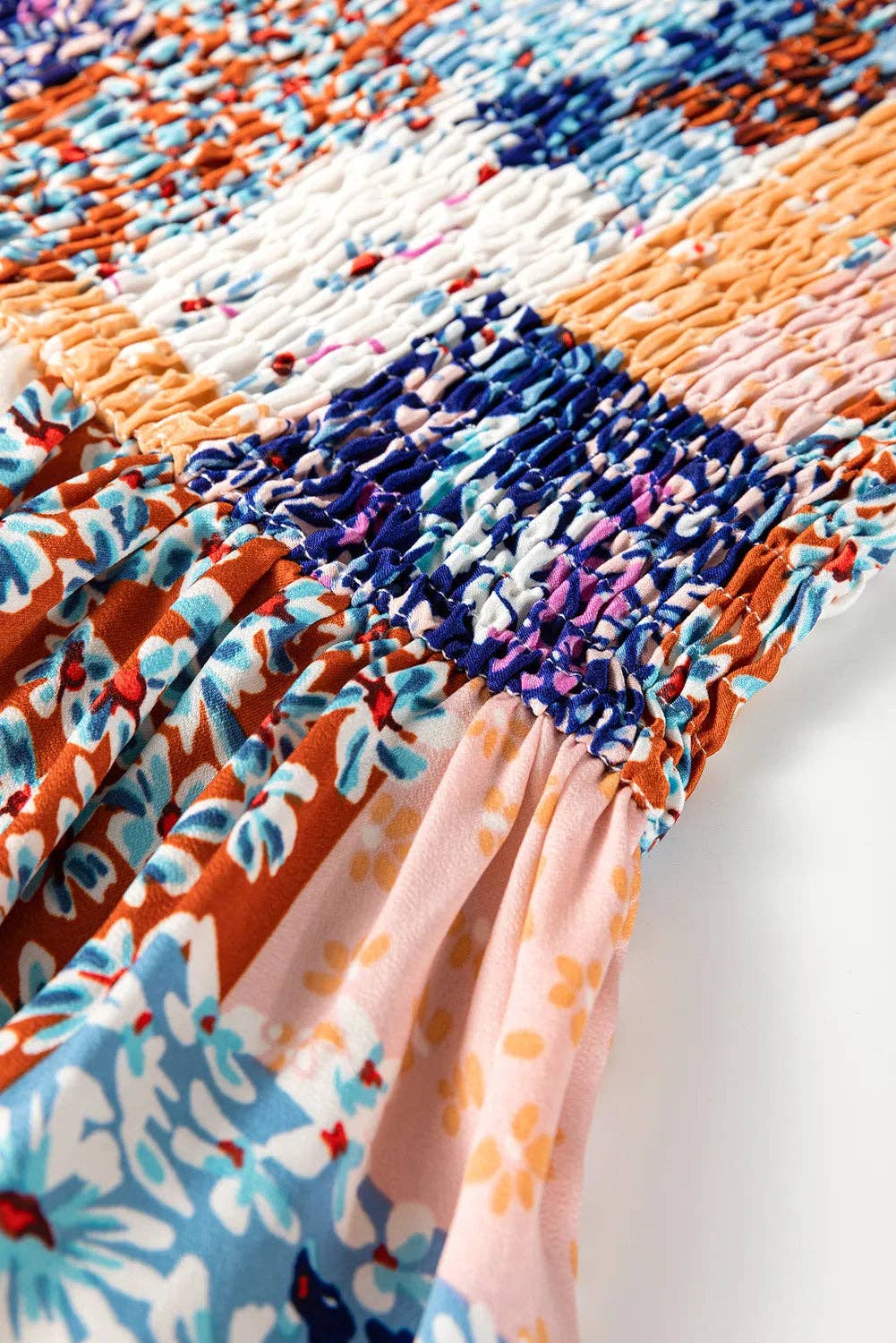 Floral Patchwork Strapless Summer Maxi Dress