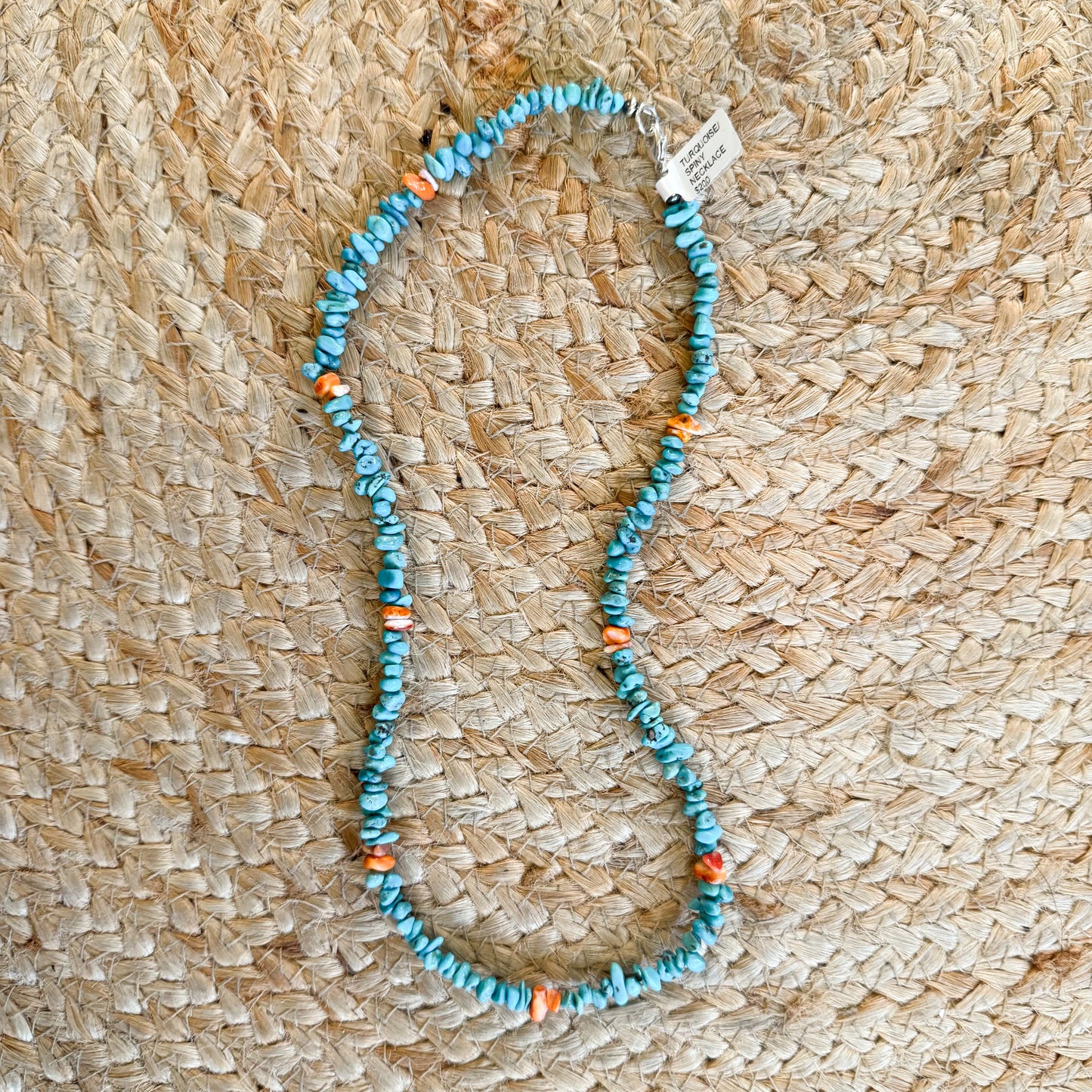 Kingman Turquoise and Spiny Oyster Beaded Necklace