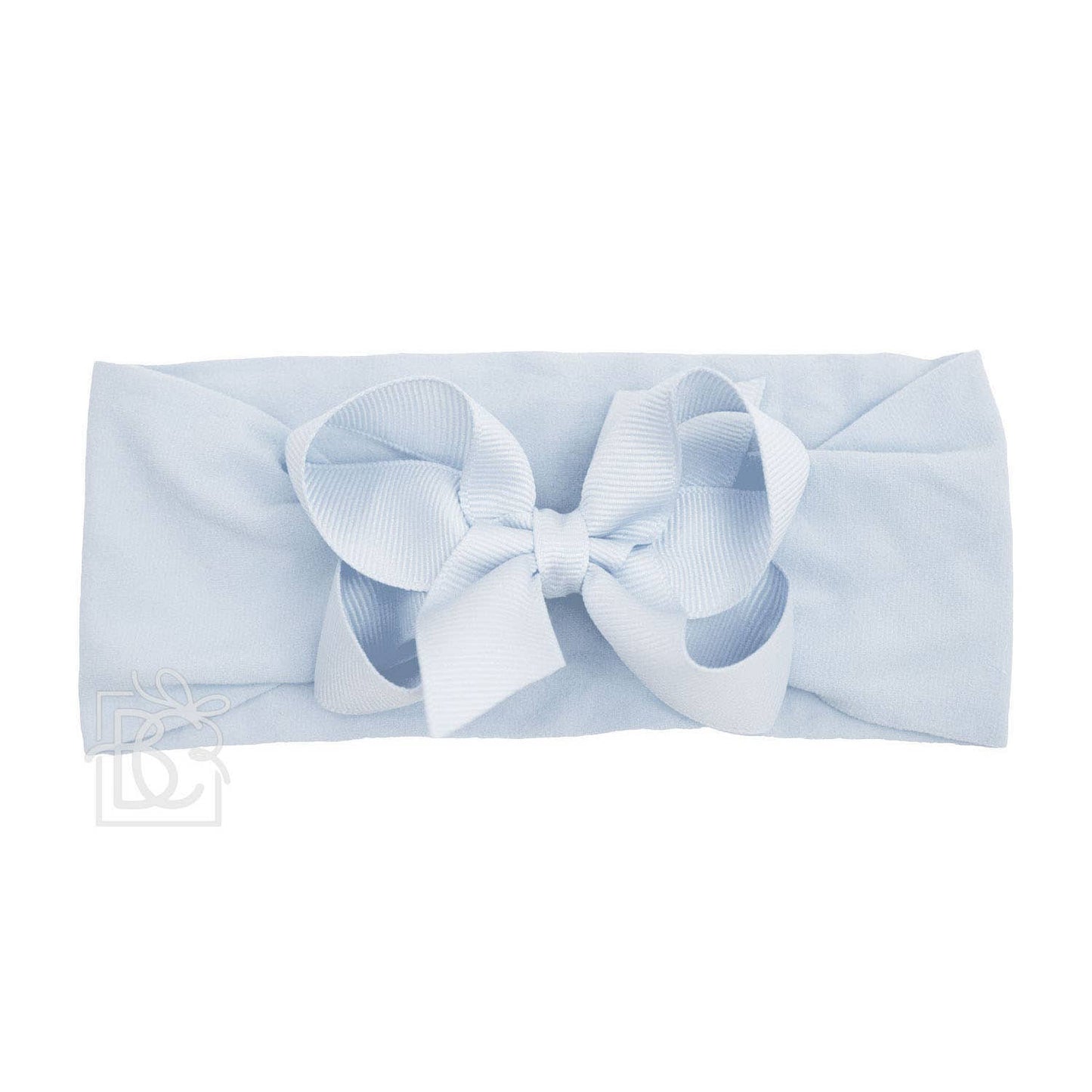 WIDE PANTYHOSE HEADBAND W/CLASSIC GROSGRAIN BOW: 3+ Months / 5.5" Huge / LIGHT PINK