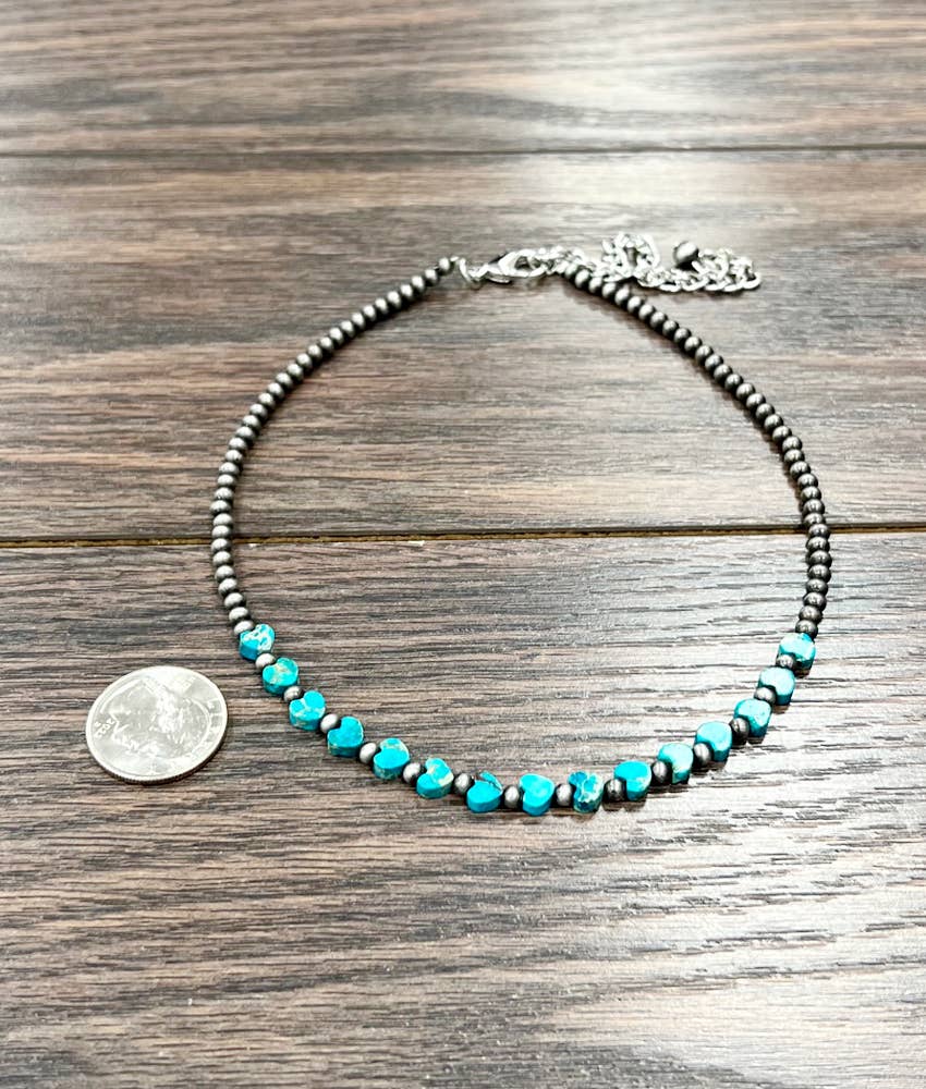 Handmade Navajo Bead Heart Gemstone Necklace