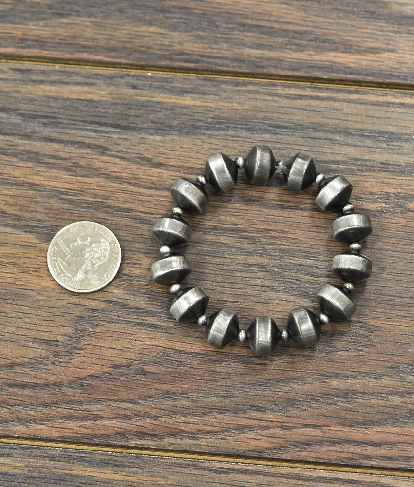 Handmade Rondelle Navajo Bead Stretch Bracelet