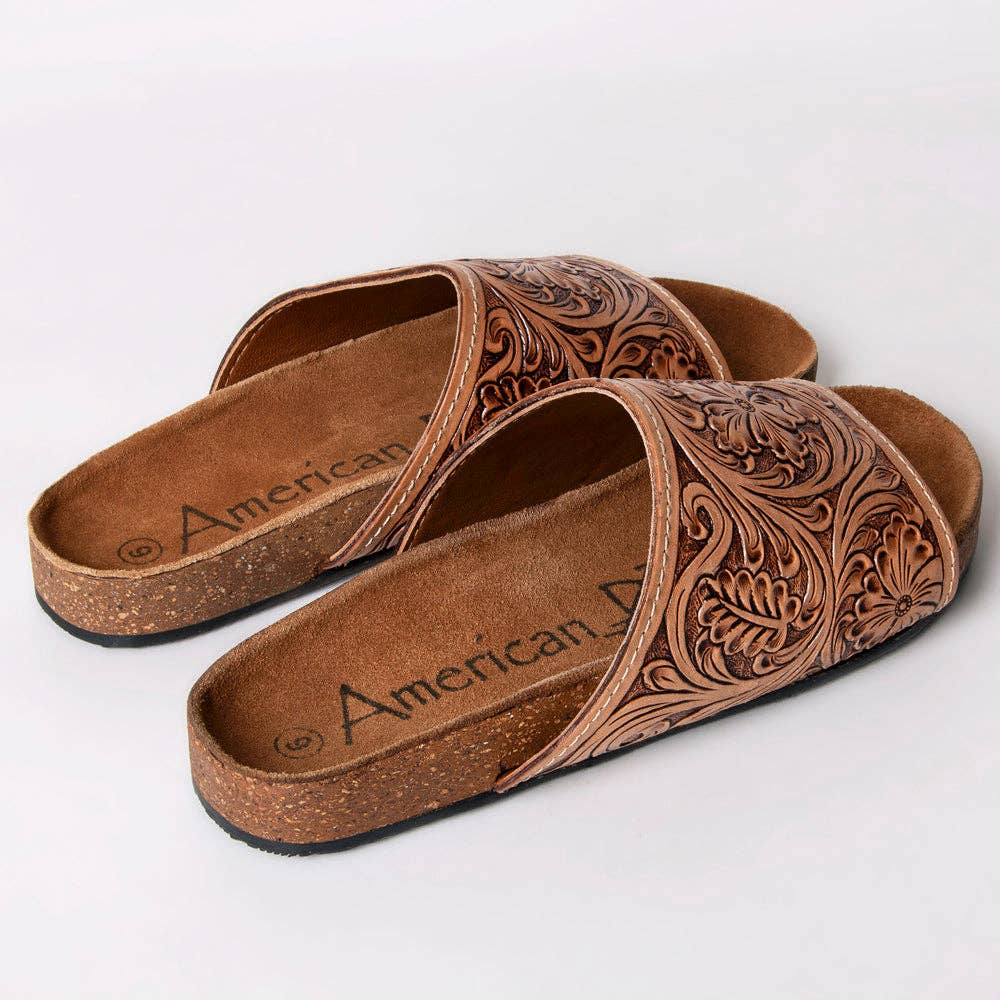 Leather tooled sandal