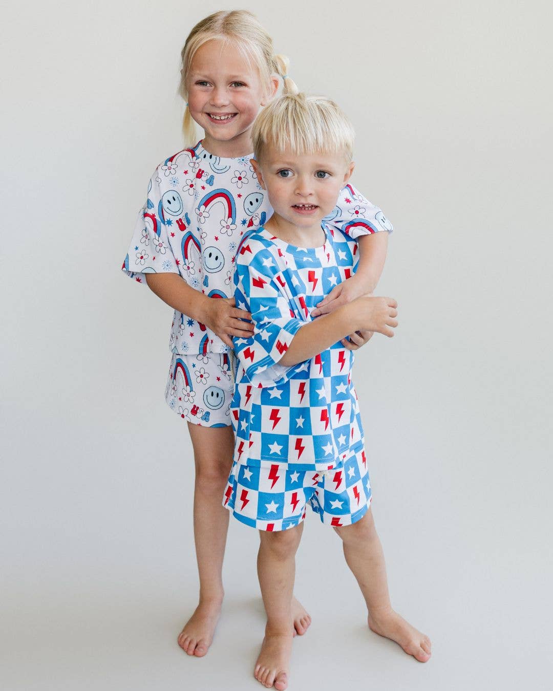 4th of July Kids Shorts Set | Checks & Stars