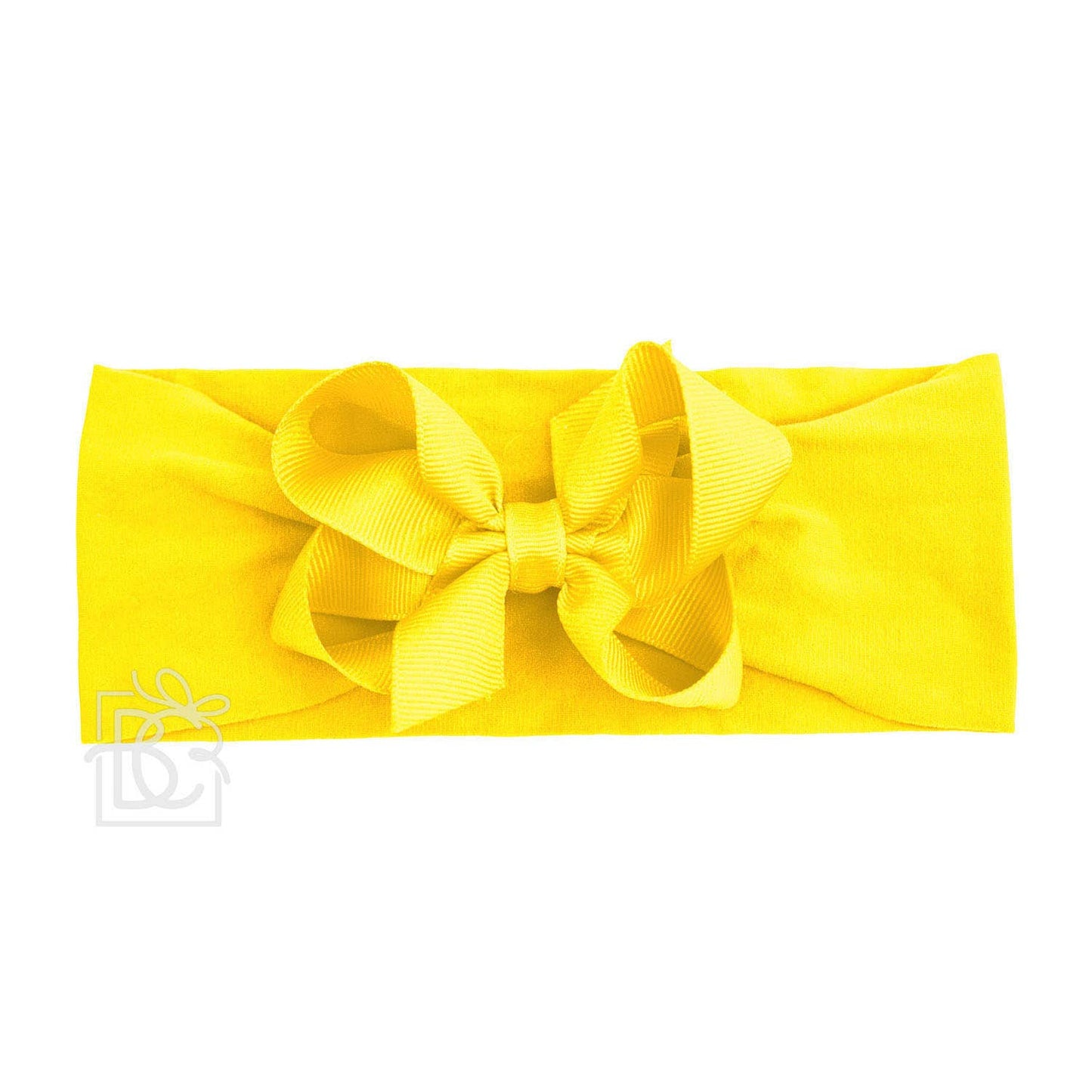 WIDE PANTYHOSE HEADBAND W/CLASSIC GROSGRAIN BOW: 3+ Months / 5.5" Huge / LIGHT PINK