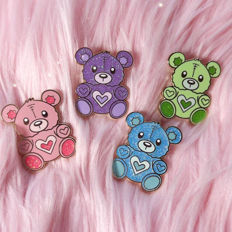 Teddy Bear Pin: Green