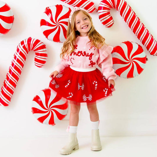 Candy Cane Coquette Sequin Christmas Tutu - Kids Clothing
