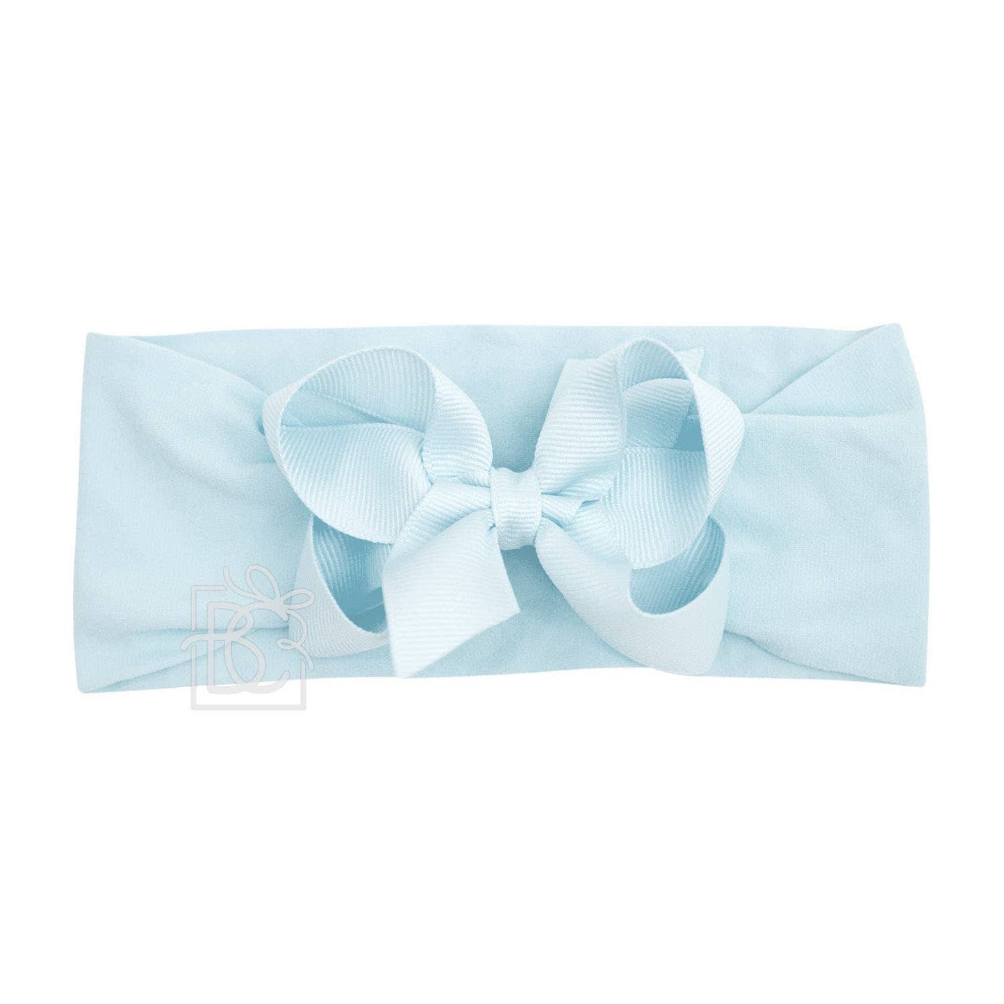 WIDE PANTYHOSE HEADBAND W/CLASSIC GROSGRAIN BOW: 3+ Months / 5.5" Huge / FRESCO