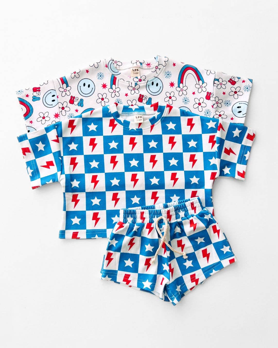 4th of July Kids Shorts Set | Checks & Stars