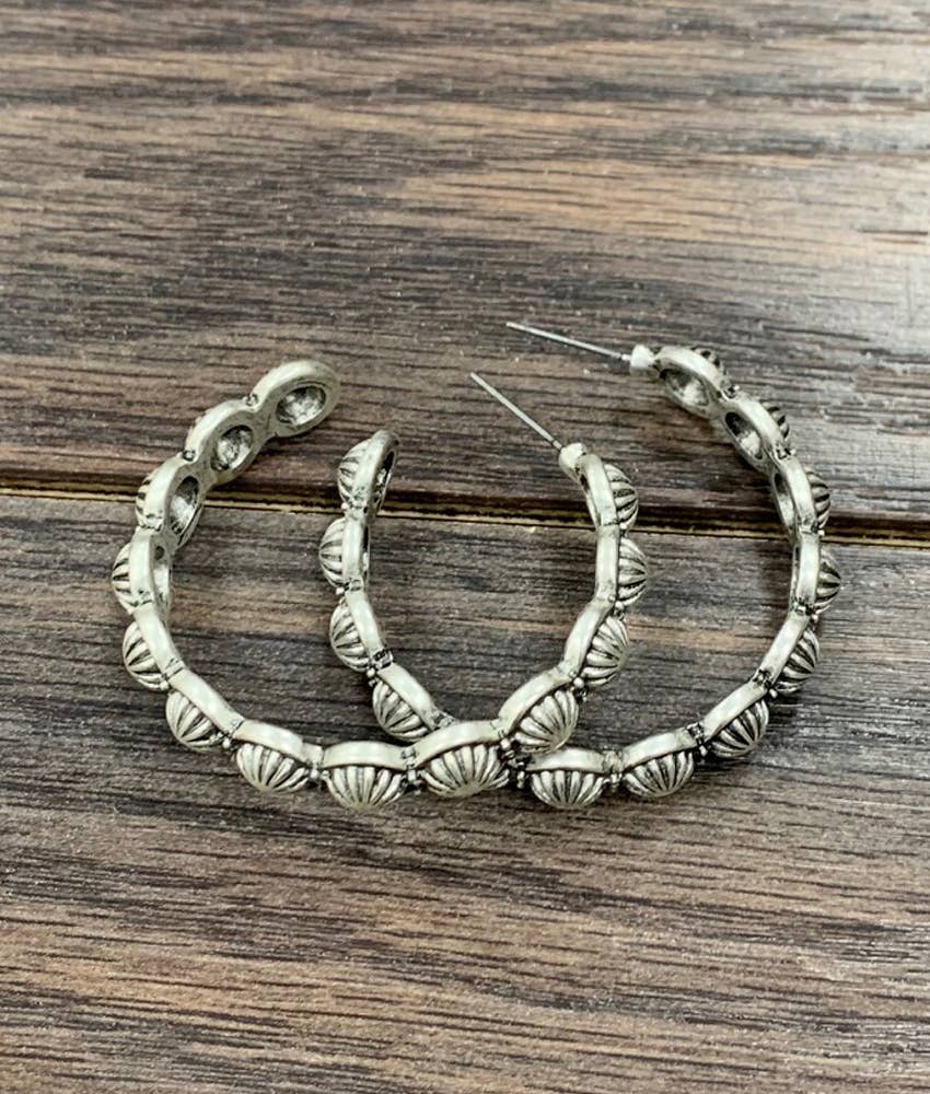Concho Hoop Stud Earrings