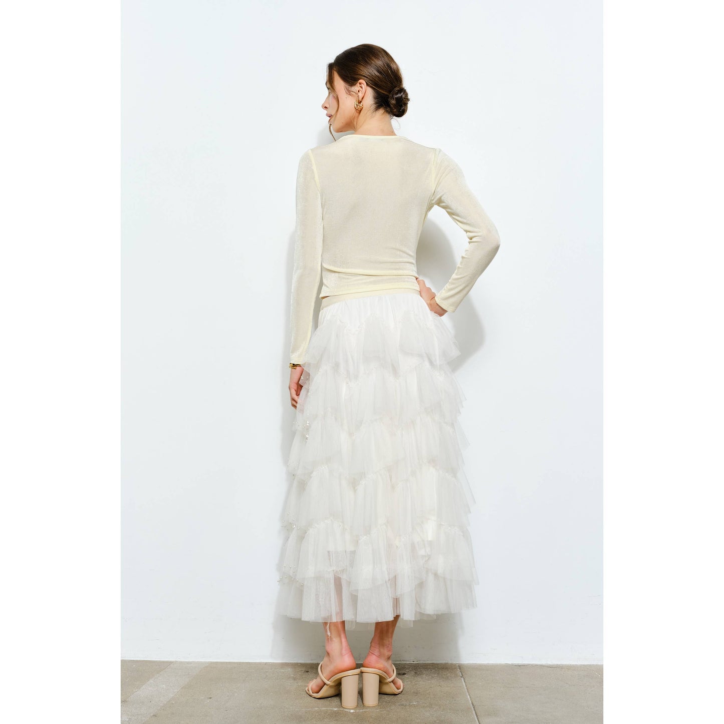 Luxe Pearl Sequin Tiered Tulle Skirt