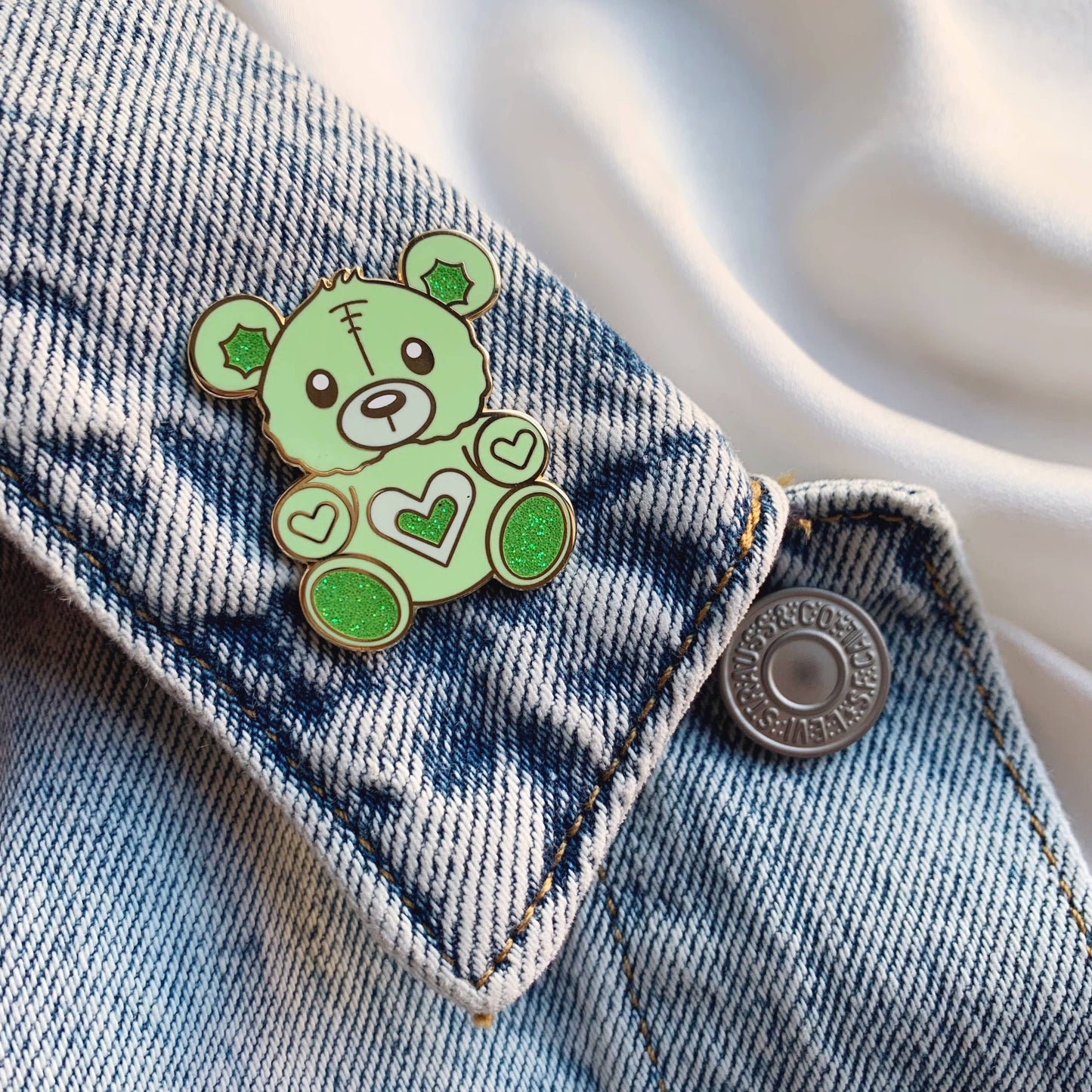 Teddy Bear Pin: Green