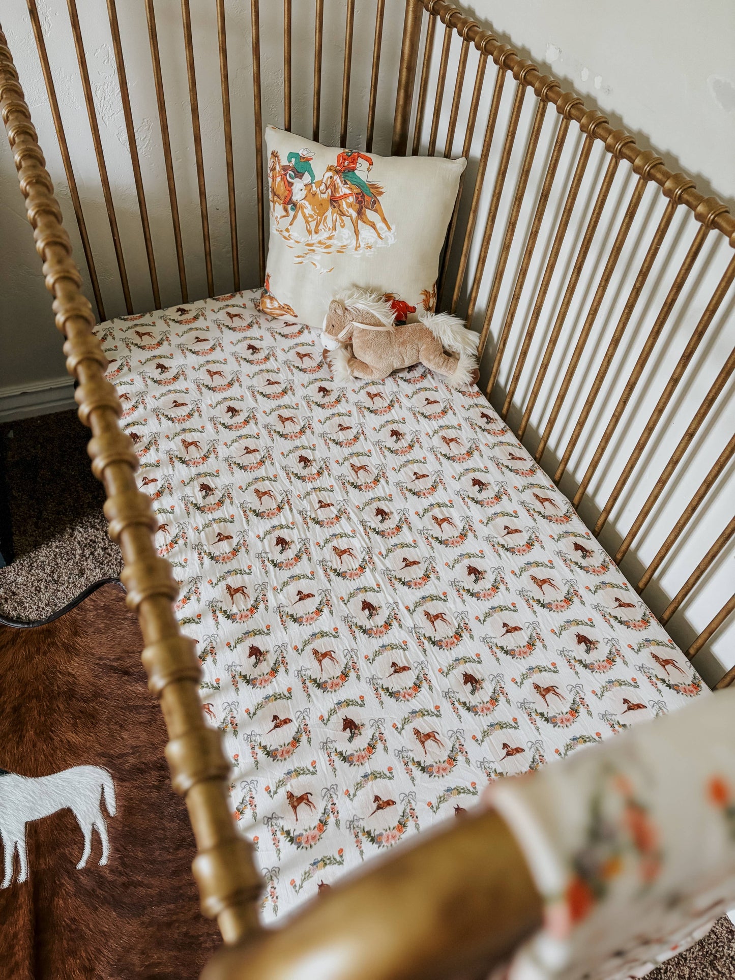 Painted Foal Bamboo Muslin Crib Sheet