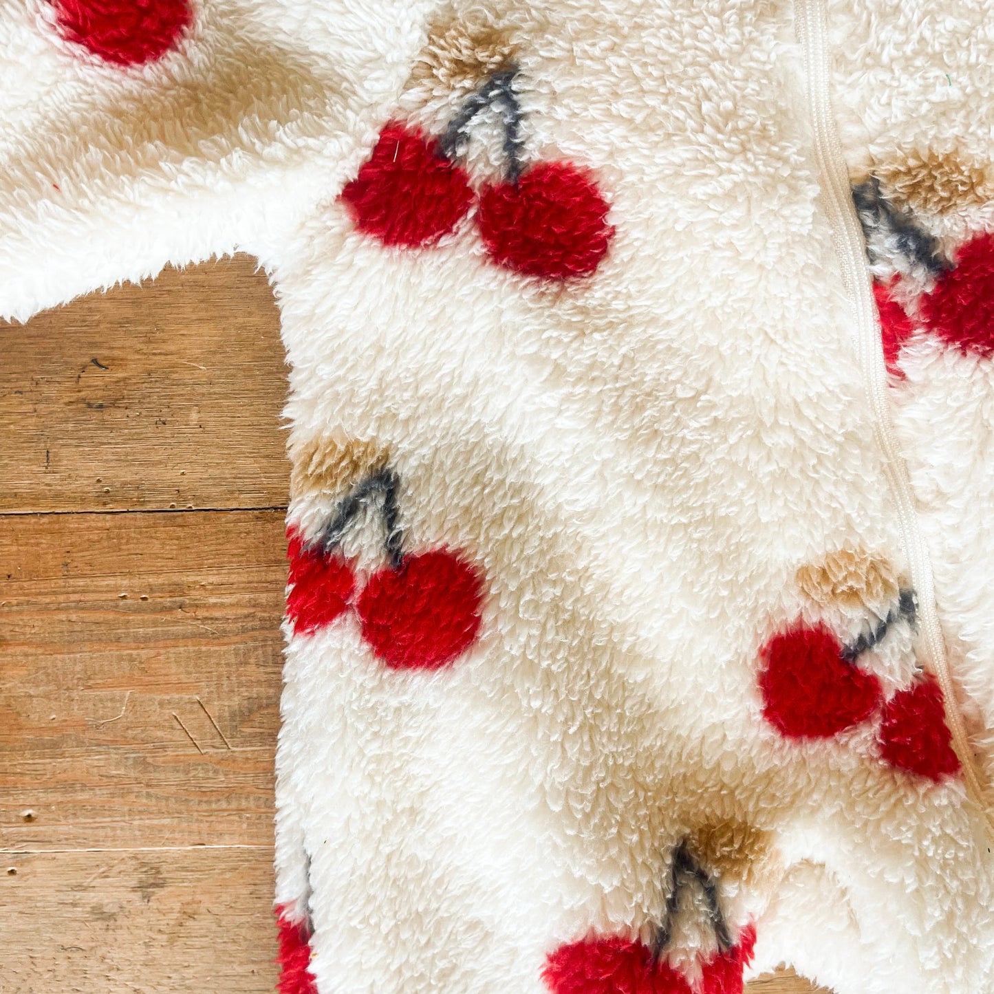 Cherry Fleece Zippered Romper