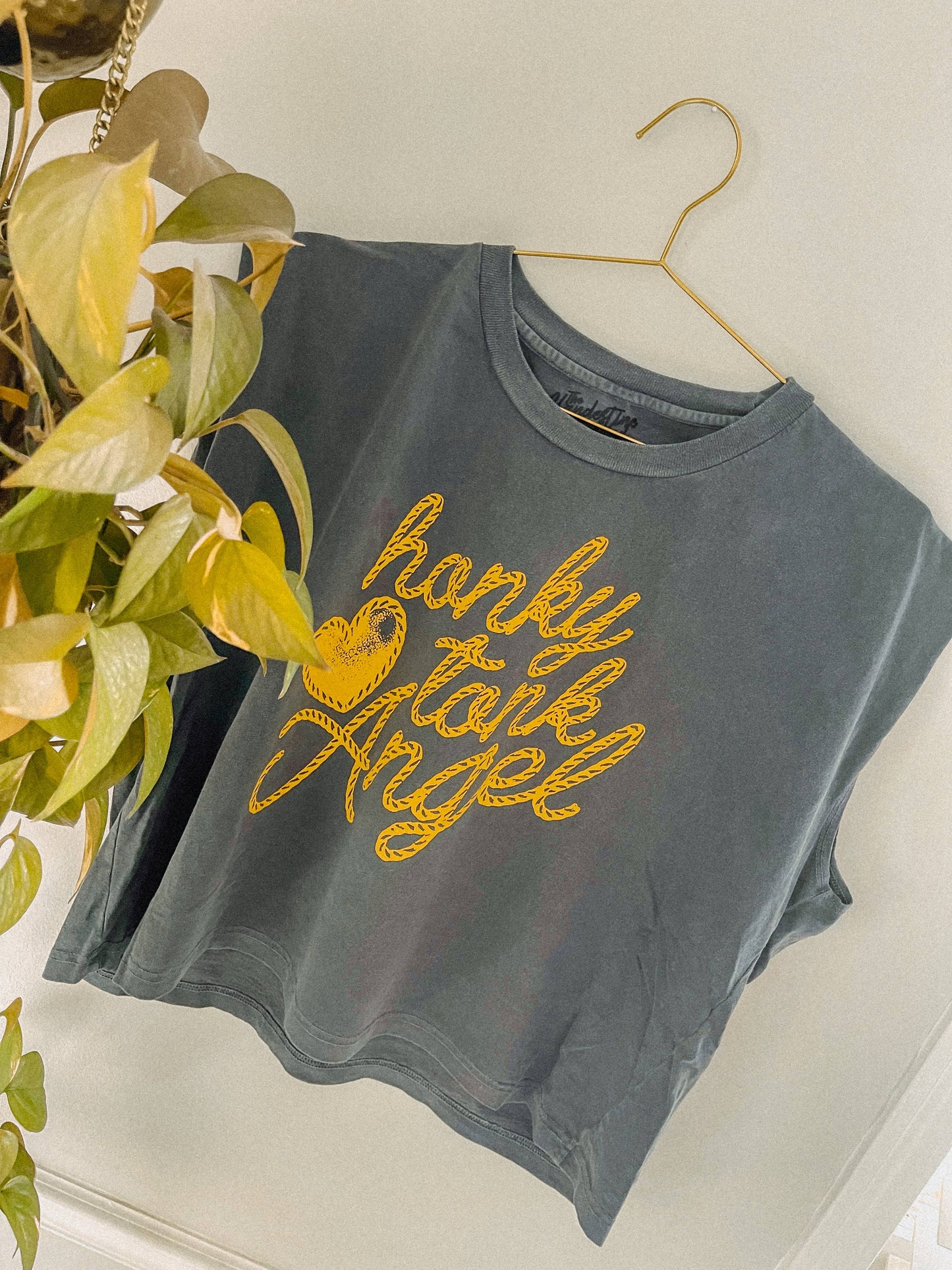 Honky Tonk Angel, Western Vintage Cropped Muscle Tank