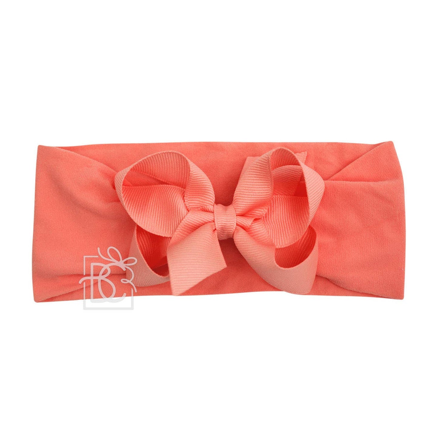 WIDE PANTYHOSE HEADBAND W/CLASSIC GROSGRAIN BOW: 3+ Months / 5.5" Huge / LIGHT PINK