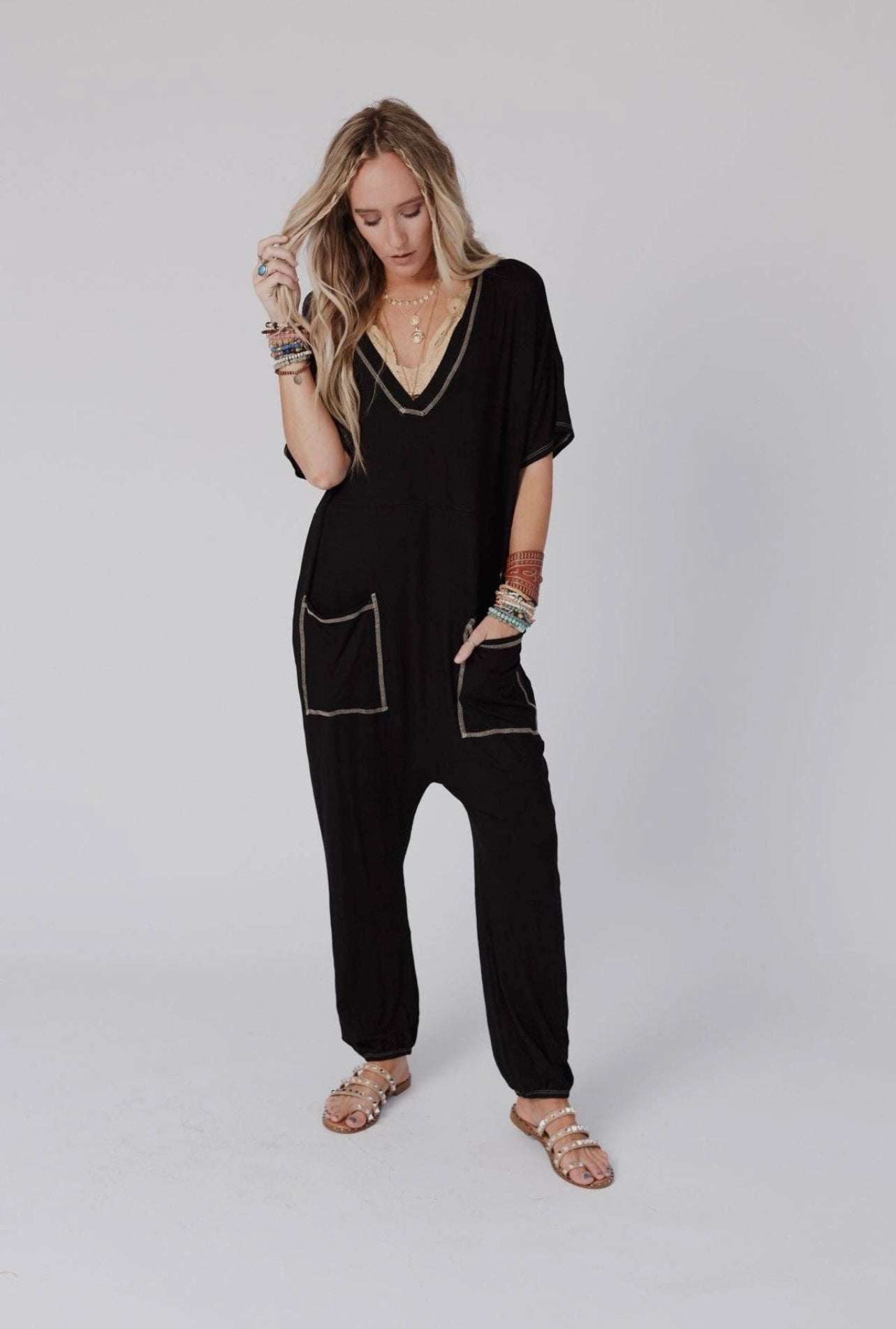Short Sleeve Harem Jumpsuit