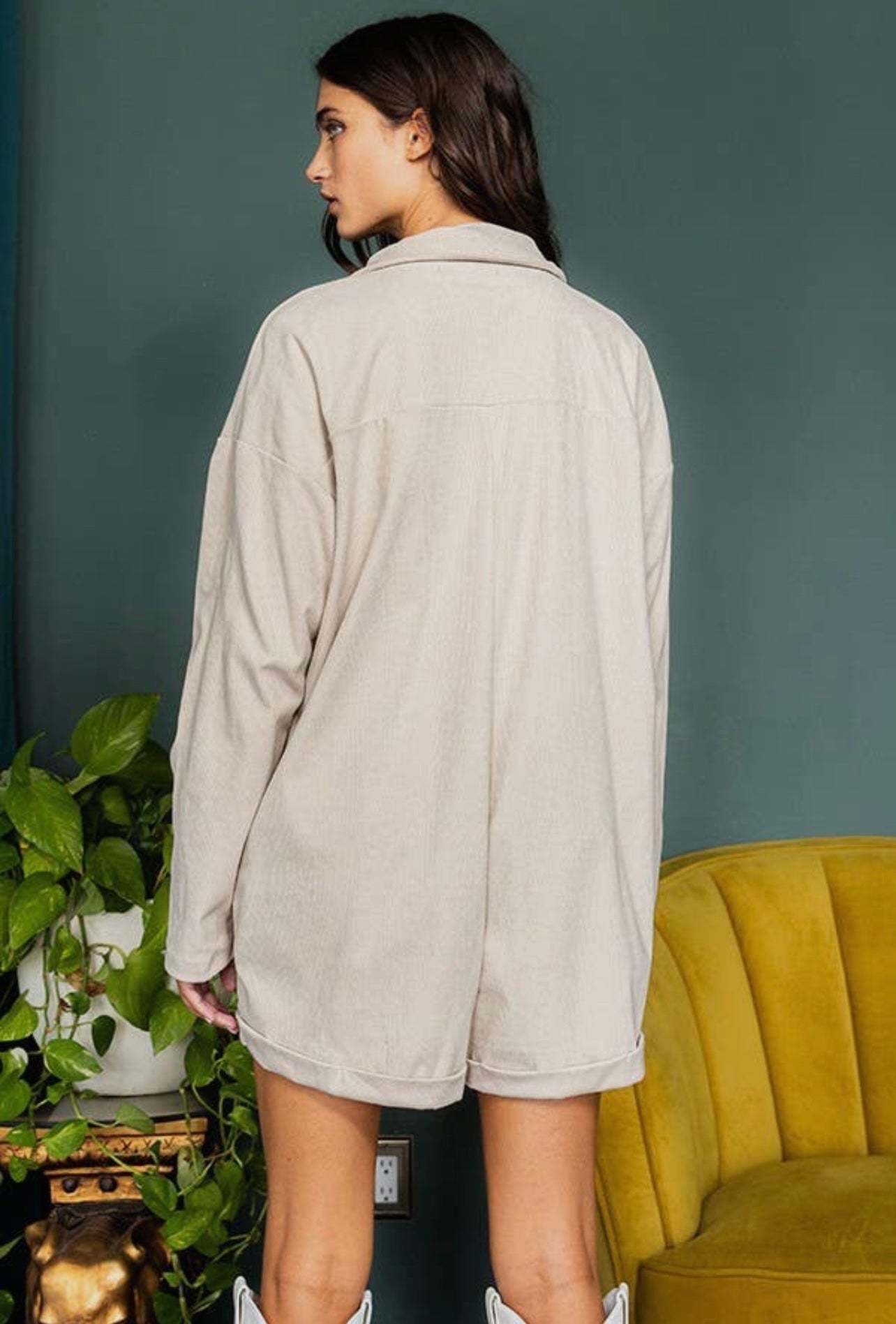 Creme Corduroy Romper