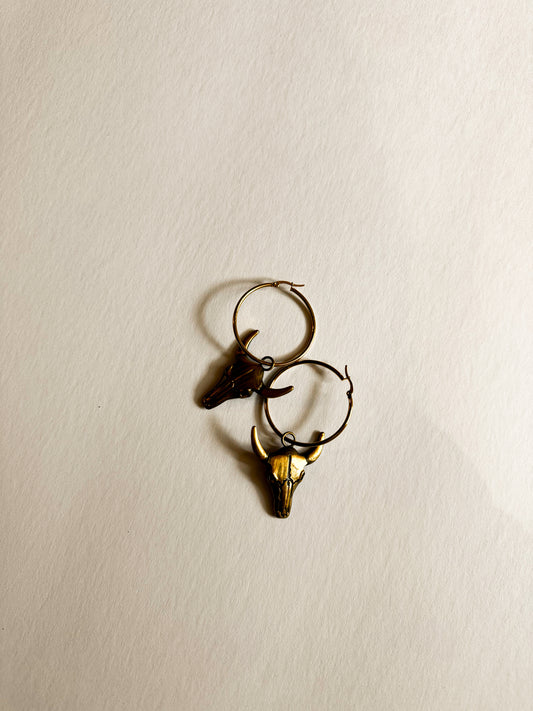 Golden Steerhead Hoop Earrings