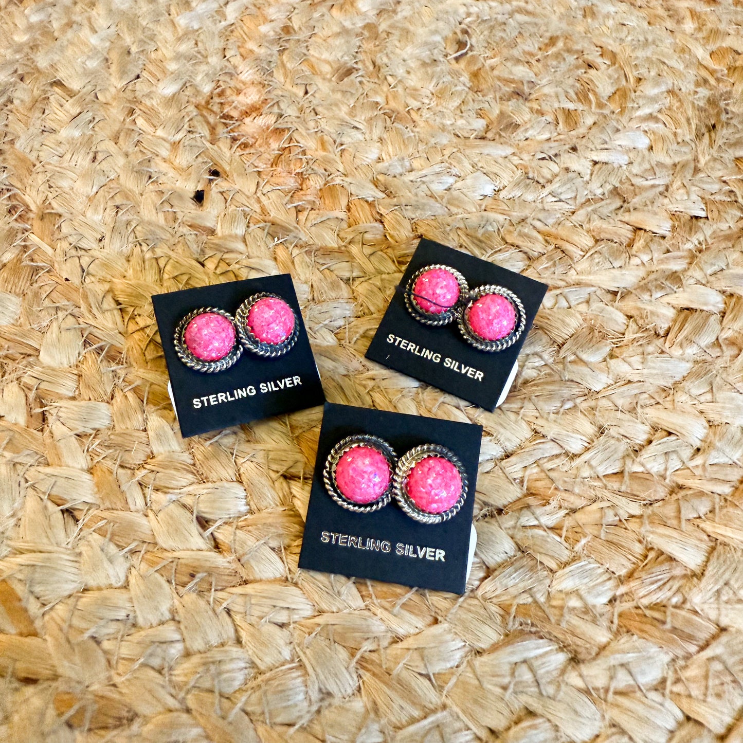 Handmade pink opal Stud Earring